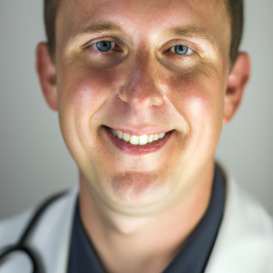 a professional and visually appealing image of a young happy smiling caucasian doctor with white teeth