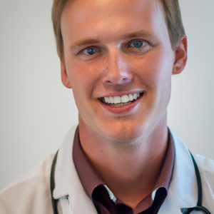 a professional and visually appealing image of a young happy smiling caucasian doctor with white teeth