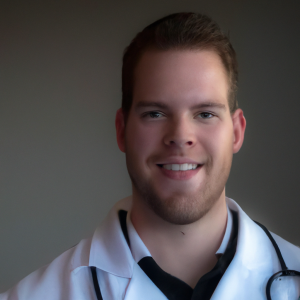 a professional and visually appealing image of a young happy smiling caucasian doctor with white teeth