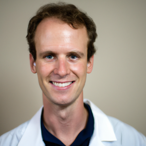 a professional and visually appealing image of a young happy smiling caucasian doctor with white teeth