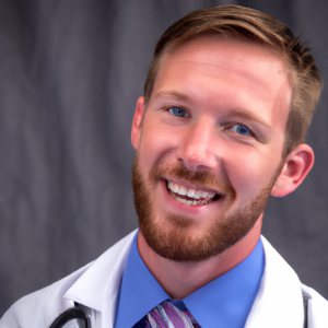 a professional and visually appealing image of a young happy smiling caucasian doctor with white teeth