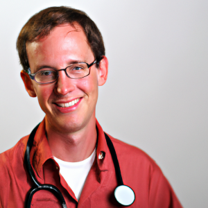 a professional and visually appealing image of a young happy smiling caucasian doctor with white teeth