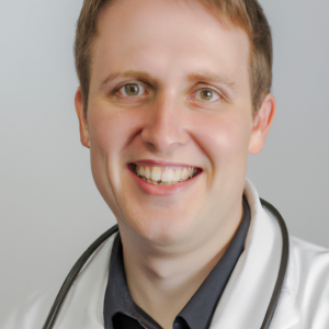 a professional and visually appealing image of a young happy smiling caucasian doctor with white teeth