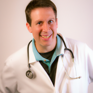 a professional and visually appealing image of a young happy smiling caucasian doctor with white teeth