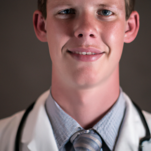 a professional and visually appealing image of a young happy smiling caucasian doctor with white teeth