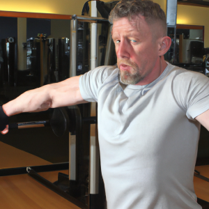 a professional appealing image of a caucasian man or woman exercising in a gym