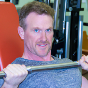 a professional appealing image of a caucasian man or woman exercising in a gym