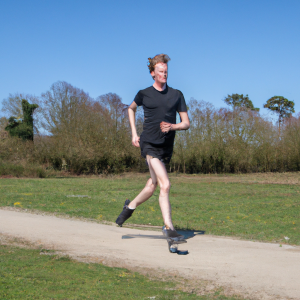 a professional appealing image of a caucasian man or woman jogging on a sunny day