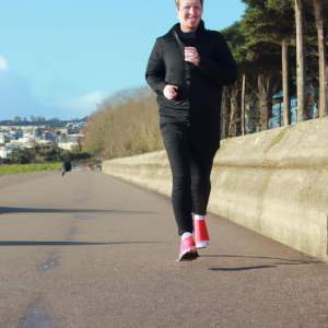 a professional appealing image of a caucasian man or woman jogging on a sunny day