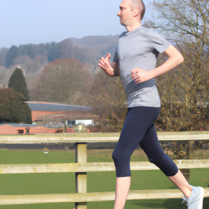 a professional appealing image of a caucasian man or woman jogging on a sunny day