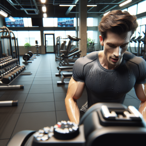 a photo realistic professionally appealing image of a good looking and athletic white man exercising in a gym 891 300x300