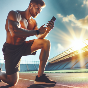 a photo realistic professionally appealing image of a good looking and athletic white man exercising or playing sports outside on a sunny day