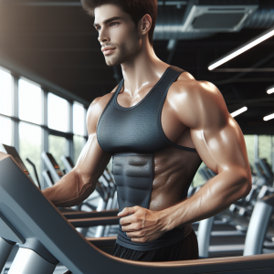 a photorealistic professional appealing image of a good looking and athletic caucasian man exercising in a gym