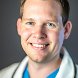 a professional and visually appealing image of a young happy smiling caucasian doctor with white teeth