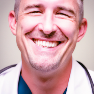 a professional and visually appealing image of a young happy smiling caucasian doctor with white teeth 742 300x300