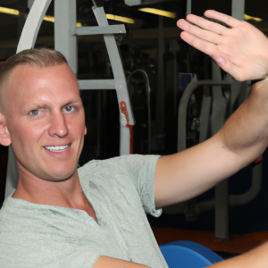 a professional appealing good looking and atheletic image of a caucasian man exercising in a gym