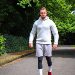 a professional appealing good looking and atheletic image of a caucasian man exercising or playing sports outside on a sunny day